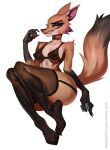  2023 anthro areola blue_eyes bra breasts canid canine clothed clothing female fox fur hi_res johnfoxart kayla_(candlefox) lingerie looking_at_viewer mammal nipples orange_body orange_fur simple_background smile smiling_at_viewer solo tan_body tan_fur underwear 