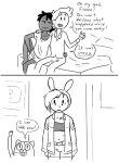  2023 adventure_time bed bedroom black_bra black_clothing black_hair black_underwear bra bruised cake_the_cat cartoon_network clothing dark_body dark_skin dialogue english_description english_text fake_ears fake_rabbit_ears felid feline female fionna_and_cake fionna_the_human fur furniture grey_body grey_skin group hair hand_on_another&#039;s_hip hand_on_another&#039;s_shoulder hand_on_hip human humor jacket looking_at_another male mammal markings marshall_lee midriff monochrome navel neck_markings open_mouth prince_gumball raised_arm salemjnurse shirt short_hair sitting speech_bubble speechless standing tears_of_pain text topwear traumatized underwear waterfall_tears white_body white_clothing white_fur white_shirt white_topwear 