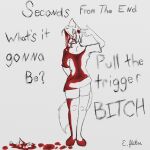  anthro blood bodily_fluids canid canine clothed clothing crying_blood evirix evirix_(evirix) finger_gun footwear fox gesture girly gore hi_res knee_highs knee_socks legwear lyrics male mammal off_shoulder profanity red_fox sketch socks solo tail vent_art 