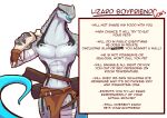  2023 abs absurd_res anthro biped blue_tail blue_tongue clothed clothing colored dungeons_and_dragons english_text hasbro hi_res licking licking_lips licking_own_lips lizard lizardfolk_(dnd) lizardman lluisabadias male muscular muscular_anthro muscular_male profanity reptile scalie severed_arm solo tail teeth text tongue tongue_out wizards_of_the_coast yu&#039;hiss 