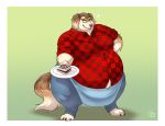  2019 anthro apron arm_tuft big_moobs biglovealicia brown_body brown_fur canid canine canis cheek_bulge claws clothed clothing digitigrade dish domestic_dog ear_tuft ears_down eyewear full-length_portrait fully_clothed fur glasses hi_res huge_belly hunting_dog light lighting male mammal moobs morbidly_obese morbidly_obese_male obese obese_male overweight overweight_male pivoted_ears portrait saluki shaded sighthound signature simple_background smile solo solo_focus tail thick_arms thick_thighs tight_clothing tiramisu_(food) toe_claws tuft yellow_body yellow_fur 