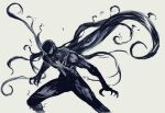  1boy artist_name black_bodysuit bodysuit feet_out_of_frame grey_background highres male_focus marvel simple_background solo spider-man tentacles venom_(marvel) yourfreakyneighbourh 