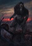  absurd_res anthro blood blood_on_cloth bodily_fluids canid canine dead_tree dwayne_cooper_(jasonvuk666) hi_res male mammal plant story story_at_source story_in_description sunset toddwolf tree village were werecanid werecanine werewolf 