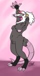  american_opossum anthro breasts eyes_closed female genitals hair hairless_tail hi_res mammal marsupial nipples open_mouth peachie_(peachbumz) pteri pubes pussy solo stretching teeth_showing tied_hair tongue trans_(lore) trans_woman_(lore) yawn 