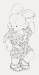  1ksrw child clothing footwear hi_res jotaro_usagi lagomorph leporid male mammal monochrome practice_sword rabbit sandals solo usagi_yojimbo wooden_sword young 