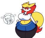  &lt;3 anthro big_breasts big_butt blush blush_lines bottomwear breasts butt clothing delphox dewott dewy-eyedboy duo female fur generation_5_pokemon generation_6_pokemon huge_breasts huge_butt huge_thighs midriff navel nintendo pokemon pokemon_(species) red_body red_eyes red_fur school_uniform shirt simple_background skirt standing tail thick_thighs topwear tusks_the_dewott uniform white_body white_fur wide_hips yellow_body yellow_fur 