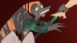  16:9 2023 anon_(snoot_game) anthro arm_grab blood bodily_fluids broken_wing brown_body brown_hair brown_scales cavemanon clothing digital_drawing_(artwork) digital_media_(artwork) dinosaur duo dying fingers goodbye_volcano_high hair head_crest hi_res human jacket male mammal naser_(gvh) pterodactylus pterosaur red_background reptile scales scalie scar short_hair simple_background sitting snoot_game snout tears tears_of_pain topwear widescreen wings yellow_eyes 