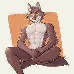  abs anthro athletic athletic_anthro athletic_male balls canid canine canis dreamworks genitals hi_res jrjresq looking_at_viewer male mammal mr._wolf_(the_bad_guys) nude sitting solo the_bad_guys tongue tongue_out wolf 