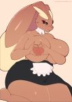  anthro areola big_breasts bottomwear breasts clothed clothing female generation_4_pokemon hi_res huge_breasts l-a-v lopunny nintendo nipples pokemon pokemon_(species) skirt solo topless 