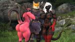  3d_(artwork) abs anthro armor arms_around_another arms_around_partner big_breasts big_butt blood blood_on_clothing bodily_fluids breasts bubble_butt butt canid canine clothed clothed/nude clothed_male clothed_male_nude_female clothing digital_media_(artwork) dragon dragon_(petruz) female fox fur genitals group hair hi_res knight kyleroo looking_at_viewer male mammal melee_weapon muscular muscular_female nipples nude nude_female outside petruz_(copyright) presenting presenting_hindquarters pussy raised_tail scalie side_boob smile source_filmmaker sword tail trio warrior weapon wolf_(petruz) 
