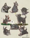  ! absurdres animal balintcservenyi bug butterfly dog final_fantasy final_fantasy_xvi grey_wolf head_tilt highres looking_at_viewer playing puppy running simple_background solo tail tail_wagging tongue tongue_out torgal_(ff16) twitter_username wolf 