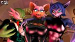  3d_(artwork) absurd_res anthro arm_over_shoulder bat big_breasts blue_body blue_fur blue_hair breast_grab breasts canid canine canis cleavage_cutout clothed clothing digital_media_(artwork) dress fangs female fox fur gardevoir generation_3_pokemon green_body green_hair group hair hand_on_breast hi_res humanoid krystal latex latex_clothing latex_dress licking licking_lips licking_own_lips looking_at_viewer mammal meme meme_clothing nintendo not_furry open_mouth pokemon pokemon_(species) psikokinetic red_eyes rouge_the_bat rubber sega self_lick short_hair smile sonic_the_hedgehog_(series) source_filmmaker star_fox string_jumpsuit teeth tongue tongue_out topwear trio warfare_machine white_body white_fur 