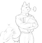  2023 aggretsuko anthro belt bottomwear clothing duo haida_(aggretsuko) hi_res holding_money holding_object holding_paper hyena looking_at_viewer male mammal money necktie offering_money pants paper pluto08010511 pu94_d1de4c sanrio shirt sketc solo_focus speech_bubble spotted_hyena topwear 