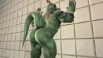  3d_(artwork) against_surface against_wall anthro arm_tattoo balls big_butt bubble_butt butt digital_media_(artwork) dragon dragon_(petruz) eastern_dragon genitals hi_res horn kyleroo looking_at_viewer male muscular muscular_male nude petruz_(copyright) presenting presenting_hindquarters raised_tail smile solo source_filmmaker tail tattoo teeth yellow_eyes 