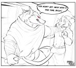  absurd_res anthro border bulge canid canine canis comic_panel death_(puss_in_boots) dialogue duo english_text erection fox hi_res insult male male/male mammal profanity sketch surprise surprised_expression terryskaii_(artist) text white_border wolf 