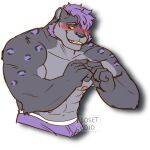  barazoku blush butt clothing domestic_cat felid feline felis furry invalid_tag male mammal muscular pantherine purple shy snow_leopard solo submissive underwear wholesome 