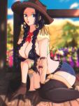  absurdres black_hair blue_eyes boa_hancock breasts cowboy_hat denim denim_shorts dress earrings epaulettes hat highres jewelry one_piece opalisart shorts snake_earrings 