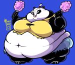  2023 accessory anthro bear belly big_belly big_breasts bottomwear breasts candy clenched_teeth clothed clothing cotton_candy dessert dreamworks female food giant_panda hair_accessory hairband hi_res holding_cotton_candy holding_food holding_object kung_fu_panda looking_at_viewer mammal mei_mei morbidly_obese morbidly_obese_anthro morbidly_obese_female navel obese obese_anthro obese_female overweight overweight_anthro overweight_female royaljellysandwich shirt shorts signature smile smiling_at_viewer solo standing tank_top teeth thick_thighs topwear 