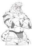  2020 after_class anthro arm_tuft beard biceps blush blush_lines bottomwear bottomwear_down clothed clothing deltoids elbow_tuft facial_hair felid flexor_carpi fur jockstrap lars_(after_class) line_art looking_away male mammal matcharyu monochrome muscular muscular_anthro muscular_male muscular_thighs navel pantherine pants pants_down partially_clothed pecs pubes solo striped_body striped_fur stripes tiger triceps tuft tusks underwear 