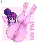  aer0_zer0 anus butt condom condom_in_mouth equestria_girls eyewear feet feet_up female friendship_is_magic genitals glasses hasbro hi_res human legs_up mammal my_little_pony nude object_in_mouth pussy sexual_barrier_device soles solo twilight_sparkle_(mlp) 
