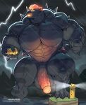  abs anthro balls biceps big_muscles big_pecs big_penis black_body bowser bowser&#039;s_fury bulge claws clothed clothing expansion felid feline fire fury_bowser genitals growth hair hi_res horn humanoid_genitalia humanoid_penis koopa male mammal mario_bros meowser moobs mostly_nude muscle_growth musclegut muscular muscular_anthro muscular_male muscular_thighs navel nintendo nipples nude open_mouth pantheradraws pecs penis raining red_hair scalie serratus shell solo spikes storm swimwear tail thick_thighs thong triceps underwear 