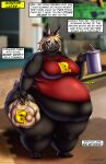  2023 absurd_res anthro bag belly big_belly big_breasts big_butt black_body black_fur blake_dinewel blonde_hair blue_eyes bottomwear breasts buckteeth butt clothing container cup digital_media_(artwork) english_text female food fries fur hair hi_res huge_thighs if_hell_had_a_taste lagomorph leporid licking licking_lips mammal obese obese_anthro obese_female overweight overweight_anthro overweight_female profanity rabbit rumbling_stomach shirt shorts solo straw teeth text thick_thighs tongue tongue_out topwear viroveteruscy weight_gain weight_gain_drive 