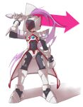  1boy abs alternate_costume armor body_armor bodystocking boots chest_jewel coat codpiece energy_sword gauntlets gloves highres mega_man_(series) mega_man_zero_(series) mega_man_zero_3 mohawk omega_(mega_man) overcoat phfr3843 pink_hair shoulder_armor sword vani. weapon white_background 