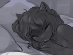  anthro black_body black_hair ears_up eldritch_abomination fangs female fingers hair hi_res mammal missy_(napalm_express) monster napalm_express simple_background sketch sleeping solo teeth 