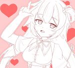  akai_haato akai_haato_(1st_costume) breasts corset hair_tie heart heart_background highres hololive kisaragi_1go large_breasts long_hair ribbon v very_long_hair virtual_youtuber 