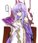  ... 1girl aura bare_shoulders book circlet corruption dark_aura dark_persona english_text fire_emblem fire_emblem:_genealogy_of_the_holy_war holding holding_book julia_(fire_emblem) long_hair mind_control purple_hair reading red_eyes simple_background solo spoken_ellipsis yukia_(firstaid0) 