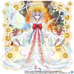  1girl alternate_costume bow copyright_name flower full_body game_cg grey_hair hair_ornament japanese_clothes kimono kishin_sagume kishin_sagume_(the_white_wheel_of_fate) long_sleeves looking_at_viewer red_bow red_eyes rotte_(1109) short_hair single_wing solo standing third-party_source touhou touhou_lost_word white_footwear white_hair white_kimono white_wings wings 