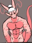  anthro barazoku dragon glowing glowing_eyes hair hi_res humanoid kyenz long_hair male male/male muscular nipples pecs serious_face solo tail 