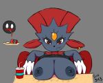  anthro big_breasts breasts duo female generation_4_pokemon male nintendo pokemon pokemon_(species) simple_background six343 sketch weavile 