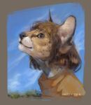  digital_media_(artwork) felid feline female fur hair mammal paint pistacja rysiakarakal serval sky smile solo spots spotted_body spotted_fur 