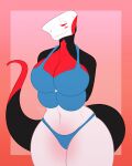  4_breasts 4_eyes alien ambiguous_species anthro big_butt bikini bikini_bottom bikini_top breasts butt clothing female hands_behind_back hi_res long_muzzle long_tail missingphd multi_breast multi_eye seductive smile solo solo_focus swimwear tail thick_thighs wide_hips 
