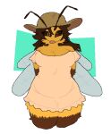  2023 4_wings aliasing anthro arthropod bee belly belly_outline big_breasts breasts brown_body brown_fur brown_hair brown_sclera cassicat cleavage clothed clothing dress female front_view fur hair hat headgear headwear hymenopteran insect insect_wings long_hair looking_at_viewer multi_wing portrait slightly_chubby solo sun_hat three-quarter_portrait wings yellow_body yellow_eyes yellow_fur 