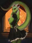  absurd_res anthro argonian bethesda_softworks female green_body green_scales guppic hi_res lusty_argonian_maid scales scalie solo the_elder_scrolls yellow_sclera 