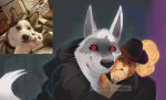 affectionate anthro black_nose black_pupils black_sclera canid canine canis cape clasp cloak clothed clothing death_(puss_in_boots) domestic_cat dr.whiger dreamworks duo embrace facial_markings felid feline felis fluffy frown fur green_eyes grey_body grey_fur grin happy hat_feather head_markings headgear headwear hi_res hug humor long_tail looking_at_viewer loose_feather male male/male mammal markings mask_(marking) meme orange_body orange_fur parody poncho prick_ears pupils puss_in_boots_(character) puss_in_boots_(dreamworks) red_eyes redraw selfie signature simple_background size_difference smile tabby_cat tail whiskers white_body white_fur white_pupils wolf 