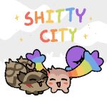  ambiguous_gender brown_body brown_fur duo english_text feral fur l33t_(labbit1337) labbit labbit1337 low_res mammal procyonid profanity raccoon text trailmix_(not_a_furfag) 