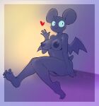  &lt;3 absurd_res barefoot bat big_ears breasts dungeon_(comic) erect_nipples feet female genitals hi_res huge_filesize little_bat_(dungeon) looking_at_viewer mammal nipples noitro nude pinup pose pussy soles solo spread_toes toe_curl toes waving_hand wings 