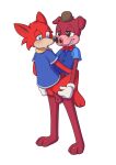 absurd_res anthro blue_eyes canid canine domestic_pig duo fox fur hi_res legs_up looking_away male male/male mammal minum raised_leg red_body red_fur smile suid suina sus_(pig) tall toontown_corporate_clash toontown_online toony toony_eyes yehs 