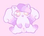  alolan_form alolan_vulpix female feral fur genitals hi_res nintendo open_mouth open_smile pink_background pokemon pokemon_(species) pussy regional_form_(pokemon) simple_background smile solo white_body white_fur yakkotsuki 