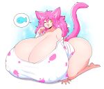  1078:921 2023 5_fingers ;3 absurd_res all_fours animal_humanoid barefoot big_breasts bottomless breasts cat_humanoid cleavage clothed clothing digital_media_(artwork) feet felid felid_humanoid feline feline_humanoid female fingers fish hair hi_res huge_breasts humanoid hyper hyper_breasts long_hair mammal mammal_humanoid marine milkcat_(hataraki) nipple_outline one_eye_closed open_mouth pictographics pink_hair pink_inner_ear pink_mouth pink_tail shirt simple_background smile solo speech_bubble tail theycallhimcake topwear topwear_only white_clothing white_shirt white_topwear wink yellow_eyes 