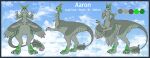  2023 3_fingers 3_toes 4_ears aaron_(avali) absurd_res avali avali_taur avian avian_taur biped biped_taur blue_border border character_name claws cloud cloudscape color_swatch digital_drawing_(artwork) digital_media_(artwork) digitigrade english_text feather_tuft feathered_wings feathers featureless_crotch feet fingers flat_colors front_view gender_name green_body green_eyes green_feathers green_scutes grey_body grey_claws grey_feathers grey_head grey_pawpads grey_sclera grey_wings height hi_res information long_ears long_neck male male_(lore) measurements model_sheet multi_ear nude outline pawpads portrait side_view sky sky_background small_upper_body solo species_name standing stated_bisexuality stated_sexuality tail taur taurification taurified text three-quarter_view toes tuft white_outline winged_arms wings zillyhoo 