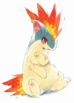  2017 3_toes ambiguous_gender biped colored cute_fangs digital_media_(artwork) featureless_crotch feet feral fire flaming_tail fluffy fluffy_chest front_view full-length_portrait fur generation_2_pokemon grey_body grey_ears grey_fur grey_inner_ear_fluff hi_res inner_ear_fluff kemono looking_at_viewer mammal monotone_ears multicolored_body multicolored_fur multicolored_tail nintendo open_mouth orange_tail pawpads pink_inner_ear pink_pawpads pokemon pokemon_(species) portrait pupils quadruped quilava red_eyes red_tail shaded simple_background sitting solo suppainu tail three-quarter_view toes tuft two_tone_body two_tone_fur white_background white_pupils yellow_body yellow_fur yellow_tail 