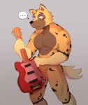  2023 abs animal_crossing anthro balls barely_visible_balls barely_visible_genitalia barely_visible_penis bodily_fluids canid canine canis convenient_censorship cum cum_on_guitar cum_on_hand cum_on_object dialogue_box ellipsis eyebrows frown fur genital_fluids genitals grey_background guitar hi_res holding_guitar holding_object jagshiro kyle_(animal_crossing) male mammal muscular muscular_anthro muscular_male musical_instrument narrowed_eyes nintendo nude pecs penis plucked_string_instrument simple_background solo standing string_instrument tuft watermark wolf 