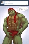  anthro biceps bulge clothing green_body green_skin male msobscure muscular muscular_anthro muscular_male raphael_(tmnt) reptile scalie solo teenage_mutant_ninja_turtles teenage_mutant_ninja_turtles_(2014) turtle underwear 