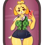  &lt;3 absurd_res animal_crossing anthro blep blonde_hair blue_clothing blue_panties blue_underwear bottomwear brown_eyes canid canine canis cellphone clothing domestic_dog female hair hi_res isabelle_(animal_crossing) kevwrite mammal mirror mirror_selfie nintendo panties pattern_bottomwear pattern_clothing pattern_panties pattern_underwear phone selfie simple_background skirt smartphone solo striped_bottomwear striped_clothing striped_panties striped_underwear stripes tongue tongue_out underwear yellow_body 