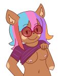  absurd_res breasts chilean clothing dealkdoodles deer exposed eyewear female fluffy glasses hi_res humanoid mammal melody_nosurname shirt solo topwear trans_(lore) youtuber 