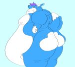  anthro big_butt blue_body blue_fur butt canid fanofblimp fur hair hi_res huge_belly huge_butt male mammal morbidly_obese morbidly_obese_anthro morbidly_obese_male obese obese_anthro obese_male overweight overweight_anthro overweight_male purple_hair solo 